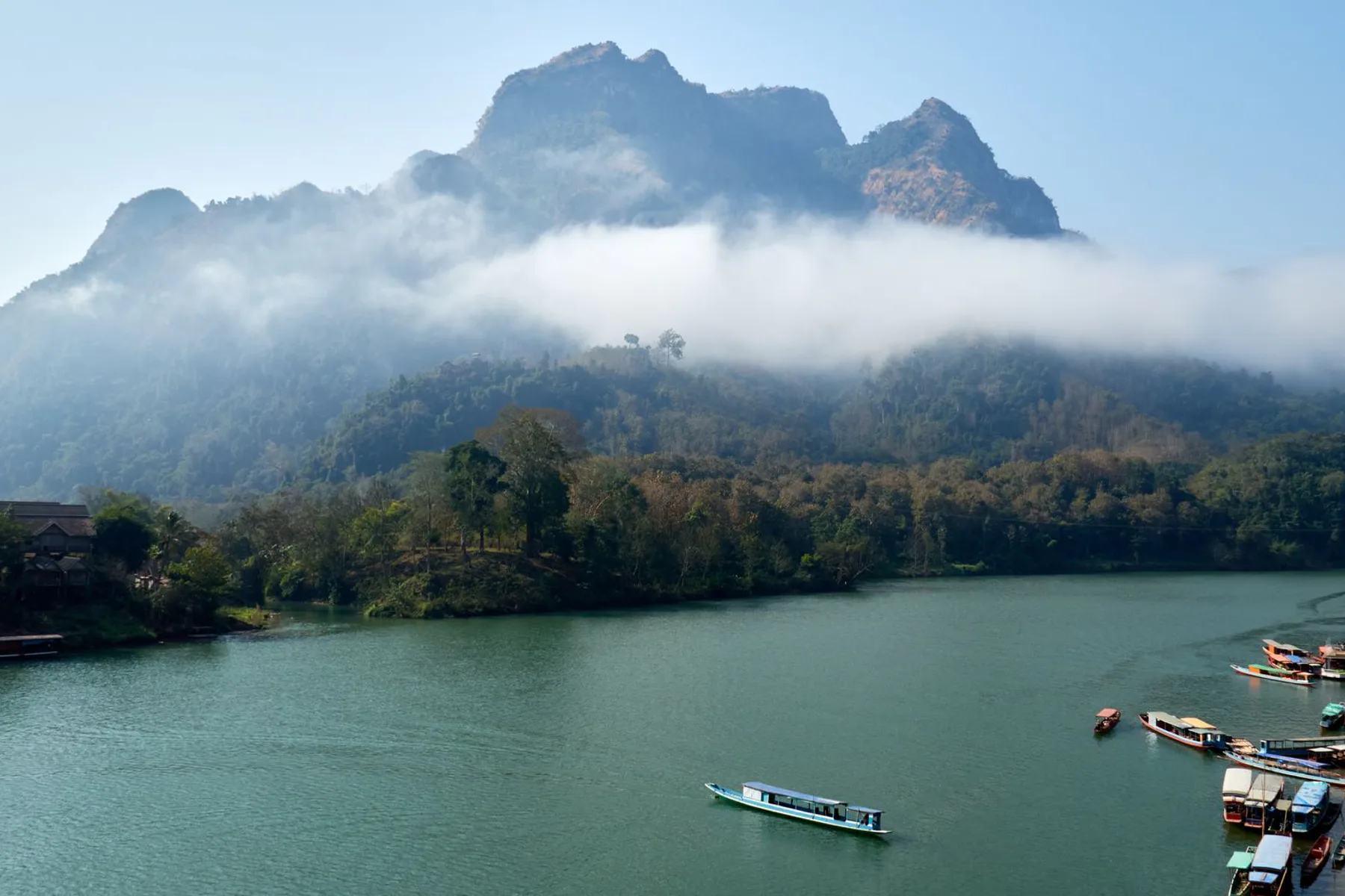 Nong Khiaw and the Nam Ou River from above